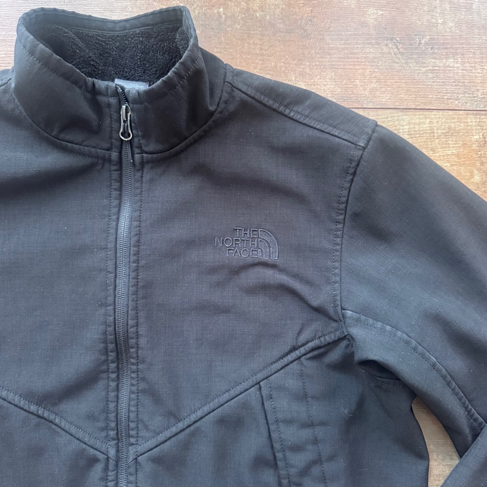The North Face Soft Shell Wind Jacket Coat Black Fleece Lined Size Small - Picture 3 of 9